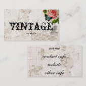 動揺してな文字上のヴィンテージの花 名刺 (正面/裏面)