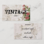 動揺してな文字上のヴィンテージの花 名刺 (正面/裏面)