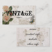 動揺してな文字上のヴィンテージの花 名刺 (正面/裏面)