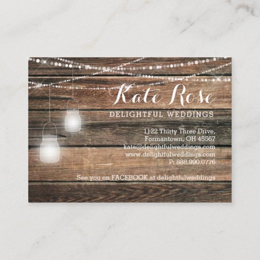 動揺してな木はメーソンジャーの結婚をつけます 名刺 (裏面)