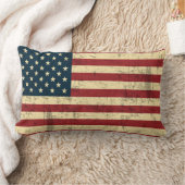 動揺してな米国旗のヴィンテージ ランバークッション (ブランケット)