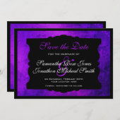 動揺してな紫色のゴシック様式結婚式の保存日付 セーブザデート (正面/裏面)