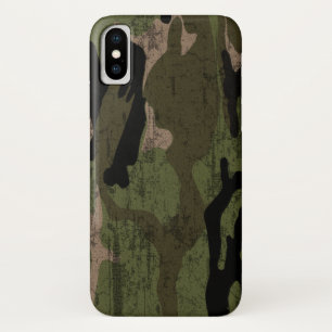 動揺してな緑の迷彩柄 iPhone X ケース