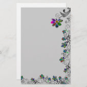 動揺してな花のボーダー 便箋 (正面/裏面)