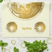 動揺してな金ドラゴン-高潔、武勇 キッチンタオル (折り畳み)