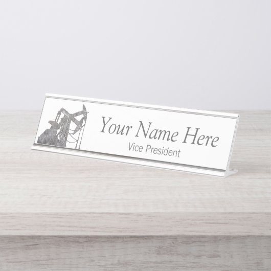 動揺してな金属|の油田|のパーソナライズなデザイン デスクネームプレート (正面)