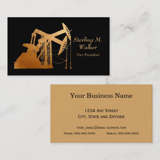 動揺してな銅の油のポンピングユニットのデザイン 名刺 (正面/裏面)