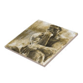 動揺してな青銅色の彫像オーギュスト・ロダン思想家 タイル (側面)