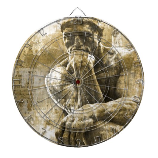 動揺してな青銅色の彫像オーギュスト・ロダン思想家 ダーツボード (正面)