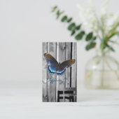 動揺してな風化させた木製の農家の青の蝶 名刺 (スタンド正面)