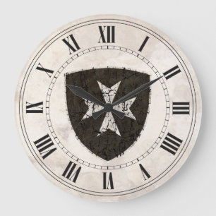 動揺してな騎士Hospitallerの十字 ラージ壁時計