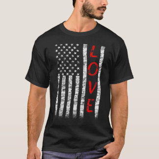 動揺してな7月4日の米国旗愛 Tシャツ