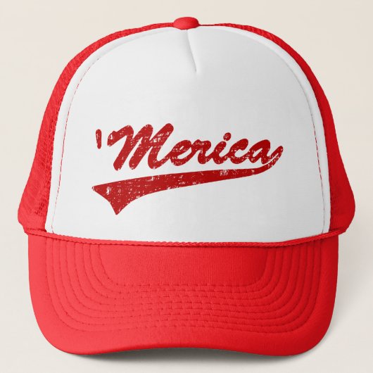 動揺してな「MericaのSwooshのトラック運転手の帽子(赤い) キャップ (正面)