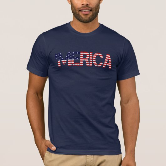 動揺してな「MERICA米国の旗のTシャツ Tシャツ (正面)
