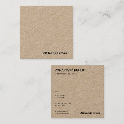 動揺してエレガントクラシック実在文字クラフト紙 スクエア名刺 (正面/裏面)