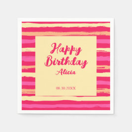 動揺してカラフルストライプ誕生日 スタンダードカクテルナプキン