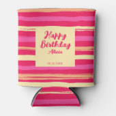 動揺してカラフルストライプ誕生日 缶クーラー (正面)