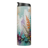 動揺してカラフルフローラオンブルーベージュホワイト タンブラー (回転右)