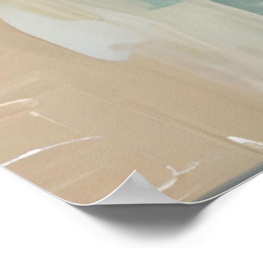 動揺してカラフルフローラオンブルーベージュホワイト ポスター (角)