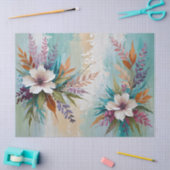 動揺してカラフルフローラオンブルーベージュホワイト 薄葉紙 (クラフト)