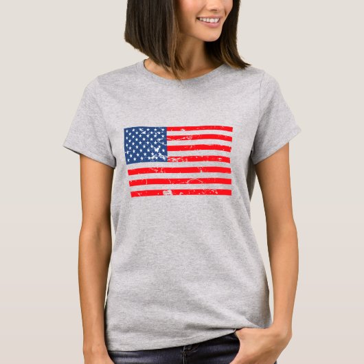 動揺してスタイル米国国旗 Tシャツ (正面)