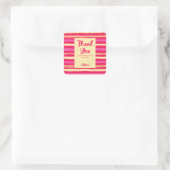 動揺してストライプズPINK PEACH カラフル Thank You スクエアシール (バッグ)