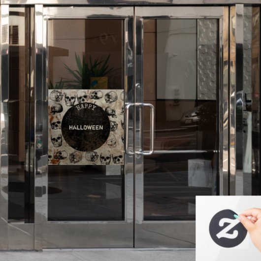 動揺してハッピーハローウィンパーティーヴィンテージスカル ウィンドウサイン (オフィスドア)