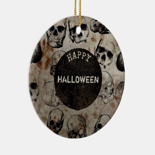 動揺してハッピーハローウィンパーティーヴィンテージスカル セラミックオーナメント (右)