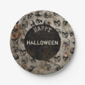 動揺してハッピーハローウィンパーティーヴィンテージスカル ペーパープレート (正面)