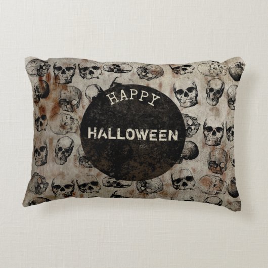 動揺してハッピーハローウィンヴィンテージスカル アクセントクッション (裏面)