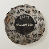動揺してハッピーハローウィンヴィンテージスカル ラウンドクッション (裏面)