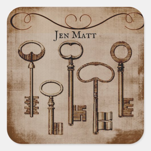 動揺してビクトリアンヴィンテージアンティーク鍵 スクエアシール (正面)
