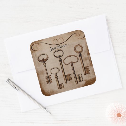 動揺してビクトリアンヴィンテージアンティーク鍵 スクエアシール (封筒)