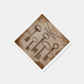 動揺してビクトリアンヴィンテージアンティーク鍵 スタンダードカクテルナプキン (角)