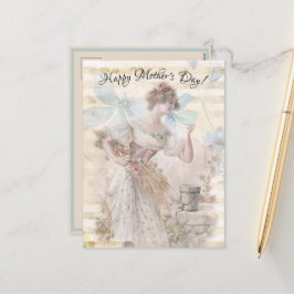 動揺してファンタジー女性が花粒集め シーズンポストカード