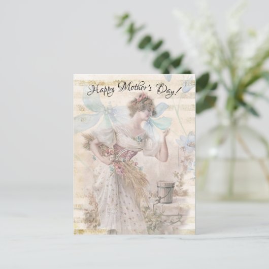 動揺してファンタジー女性が花粒集め シーズンポストカード (スタンド正面)