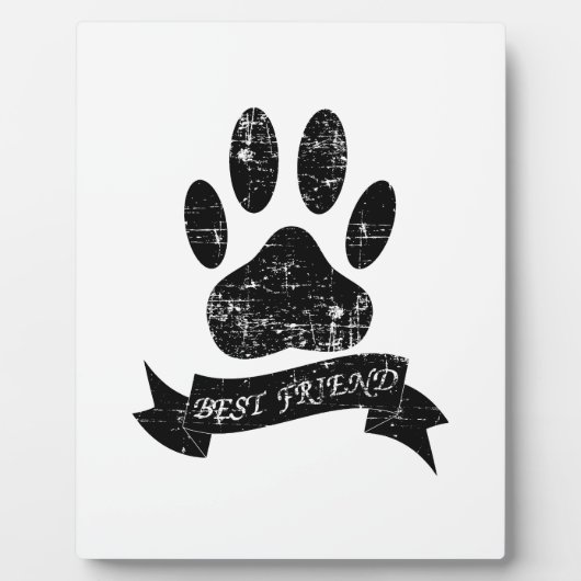 動揺してリボン付き犬の足 フォトプラーク (正面)