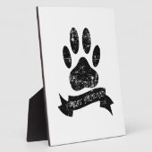 動揺してリボン付き犬の足 フォトプラーク (側面)