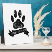 動揺してリボン付き犬の足 フォトプラーク (側面)