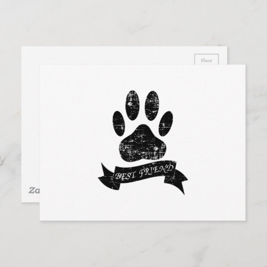 動揺してリボン付き犬の足 ポストカード (正面/裏面)