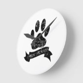 動揺してリボン付き犬の足 ラウンド壁時計 (傾斜)