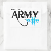 動揺してレタリング軍妻 長方形シール (バッグ)