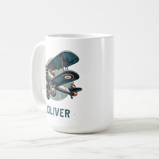 動揺してレトロヴィンテージ二面イラストレーション コーヒーマグカップ (正面左)