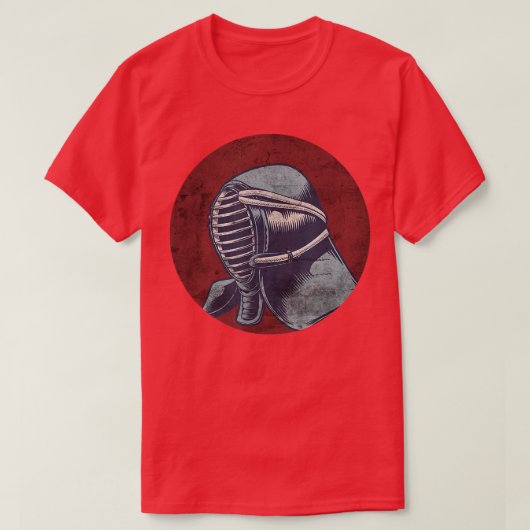 動揺してレトロ日本の剣道マスクライジングサン Tシャツ (デザイン正面)