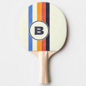 動揺してレトロ5ストライプのダークイニシャル 卓球ラケット (正面)