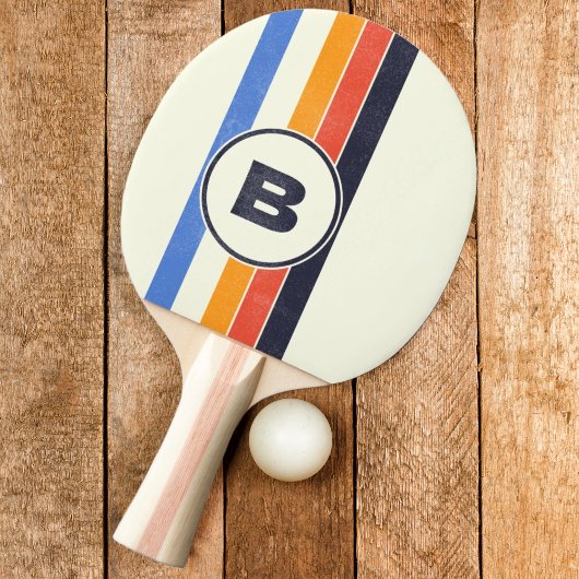 動揺してレトロ5ストライプのダークイニシャル 卓球ラケット