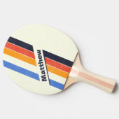 動揺してレトロ5ストライプのダーク（名前あり） 卓球ラケット (横)
