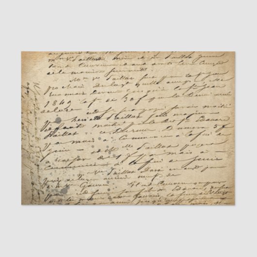 動揺してヴィンテージの手書スクリプトの分離 薄葉紙 (正面)