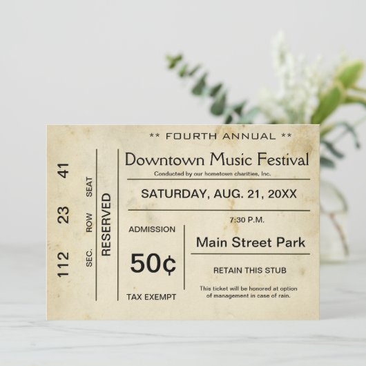 動揺してヴィンテージエンターテイメントチケット招待状 招待状 (スタンド正面)