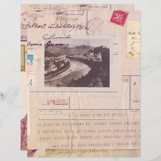 動揺してヴィンテージコラージュ仕訳帳スクラップブック紙 (正面/裏面)